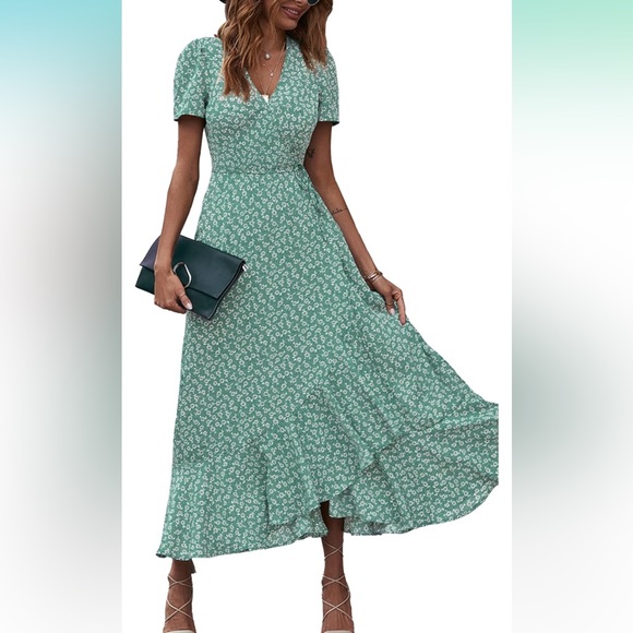 Pretty Garden Womens Summer Wrap Maxi Dress Casual Boho Floral VNeck Size M. NWT - Picture 1 of 8